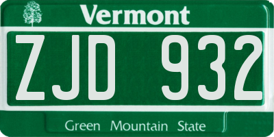 VT license plate ZJD932