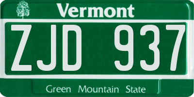 VT license plate ZJD937