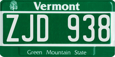VT license plate ZJD938