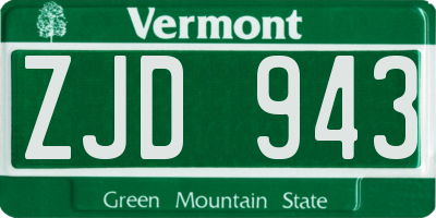 VT license plate ZJD943