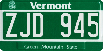 VT license plate ZJD945