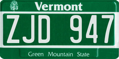 VT license plate ZJD947