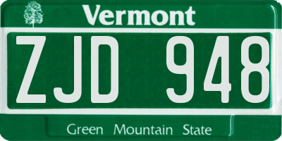 VT license plate ZJD948