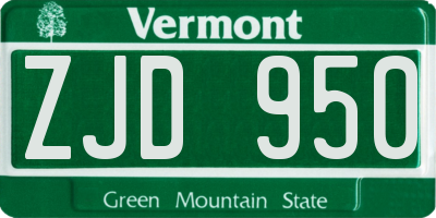 VT license plate ZJD950