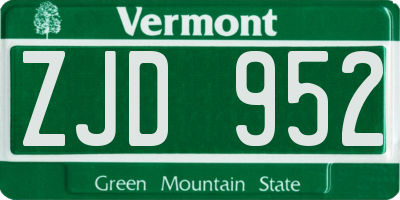 VT license plate ZJD952