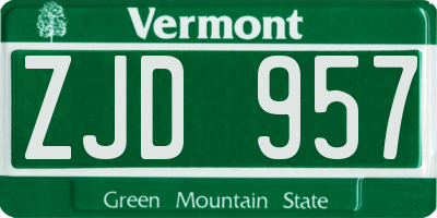 VT license plate ZJD957