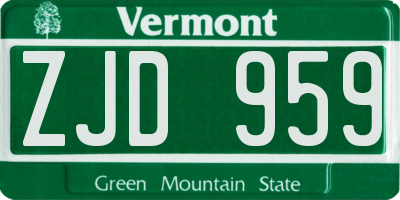 VT license plate ZJD959