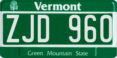 VT license plate ZJD960