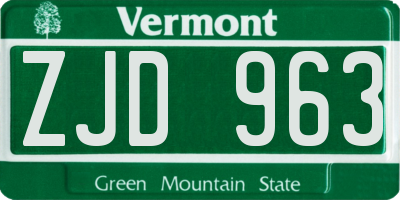 VT license plate ZJD963