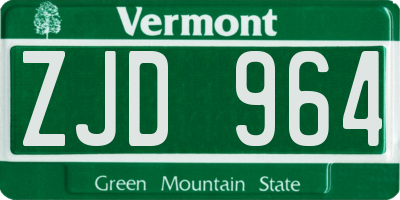 VT license plate ZJD964