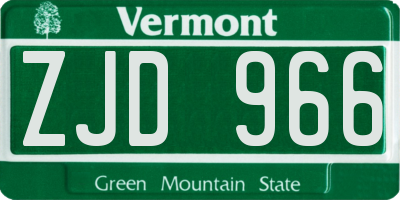VT license plate ZJD966