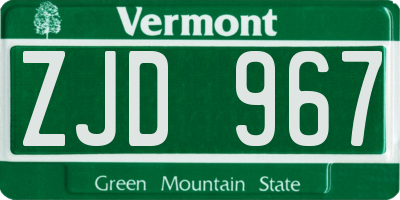VT license plate ZJD967