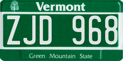 VT license plate ZJD968