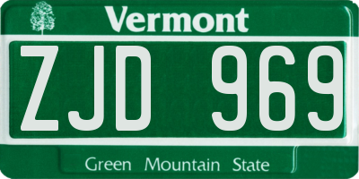 VT license plate ZJD969