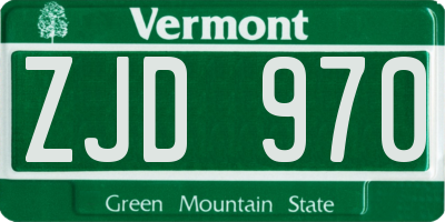 VT license plate ZJD970