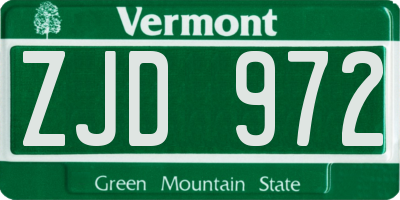 VT license plate ZJD972