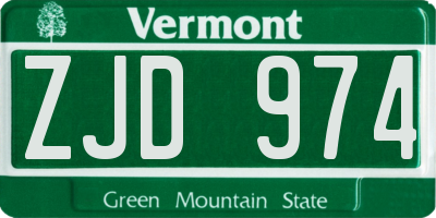 VT license plate ZJD974