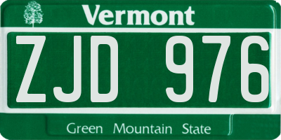 VT license plate ZJD976