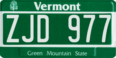 VT license plate ZJD977