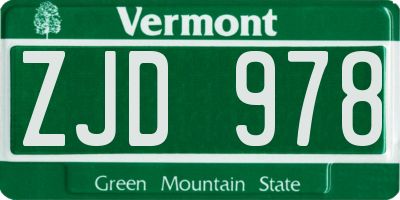 VT license plate ZJD978