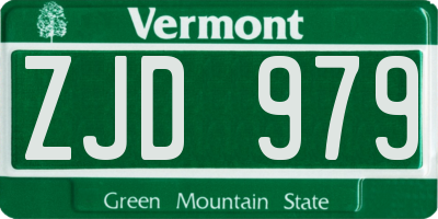 VT license plate ZJD979