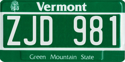 VT license plate ZJD981