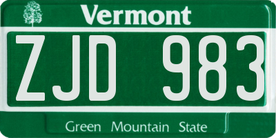 VT license plate ZJD983