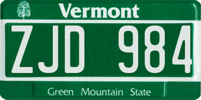 VT license plate ZJD984