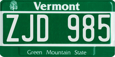 VT license plate ZJD985