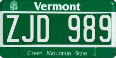 VT license plate ZJD989