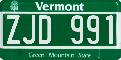 VT license plate ZJD991