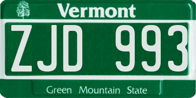 VT license plate ZJD993