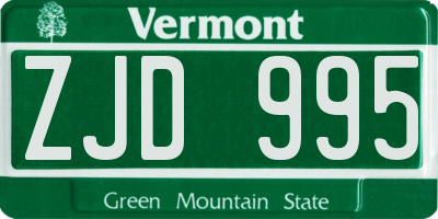 VT license plate ZJD995