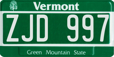 VT license plate ZJD997