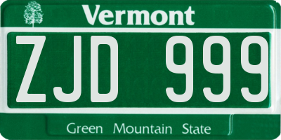 VT license plate ZJD999