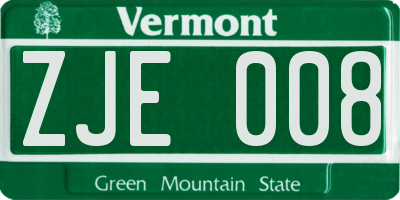 VT license plate ZJE008