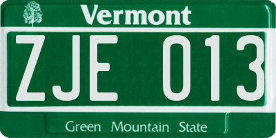 VT license plate ZJE013