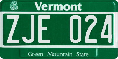 VT license plate ZJE024