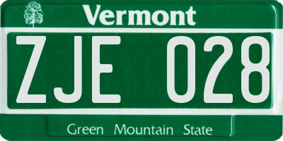 VT license plate ZJE028