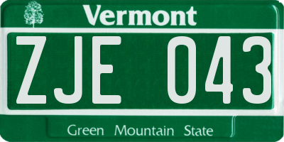 VT license plate ZJE043