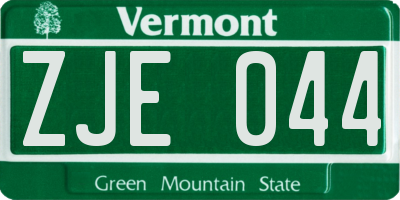 VT license plate ZJE044