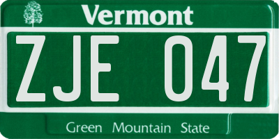 VT license plate ZJE047
