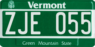 VT license plate ZJE055
