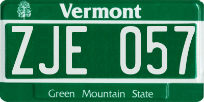 VT license plate ZJE057