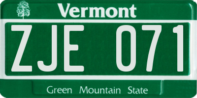 VT license plate ZJE071