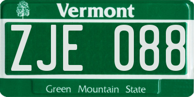 VT license plate ZJE088