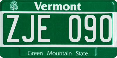 VT license plate ZJE090