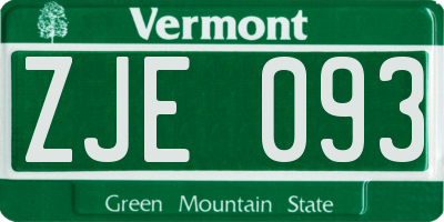 VT license plate ZJE093