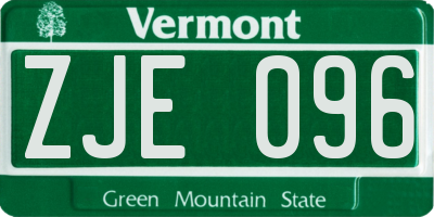 VT license plate ZJE096
