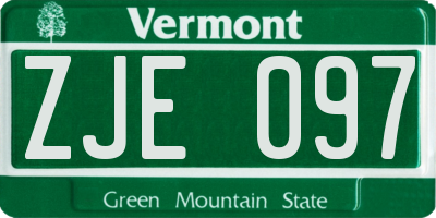 VT license plate ZJE097
